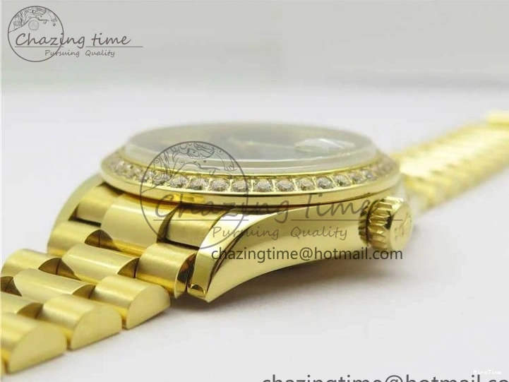 MiroTime 0305 Versatile Daydate 278288 31mm YG EWF Best Edition Green Malachite Dial Crystal Markers on YG President Bracelet ETA 2606